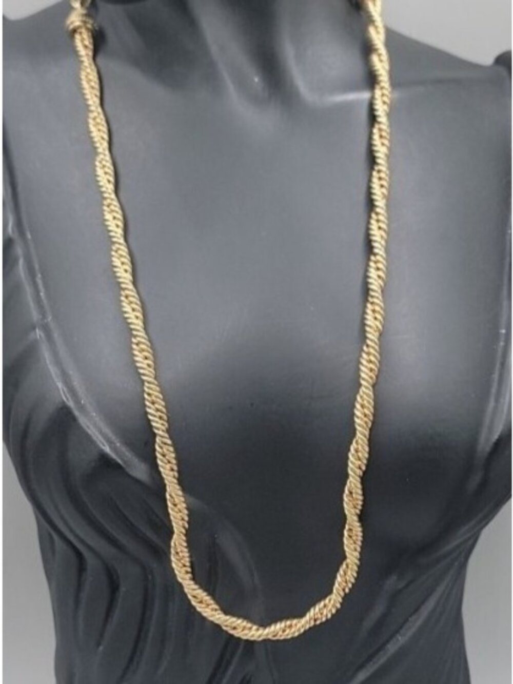 Monet Twisted Gold Chain Necklace Signed On Clasp 17" Adjustable Vintage